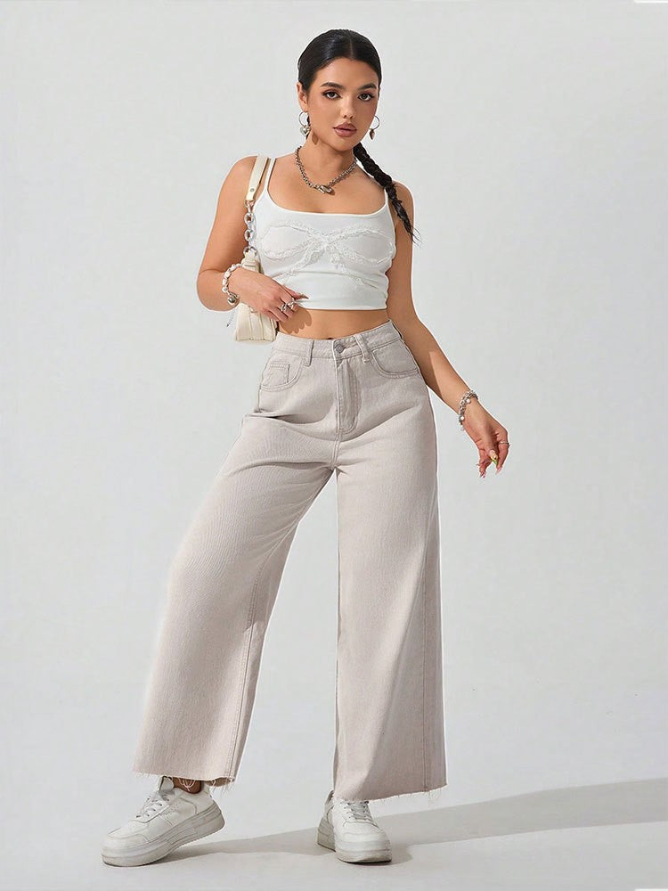 Pantaloni da donna versatili a tinta unita con gamba ampia e svasata