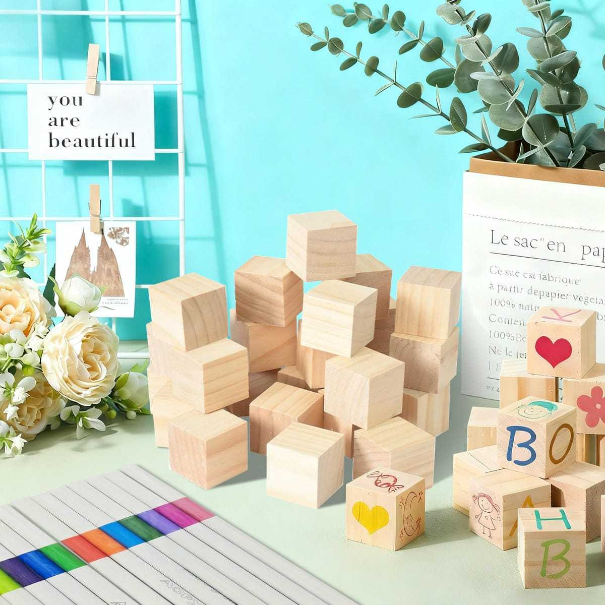 Acrylic Marker Set with 30 Wood Blocks