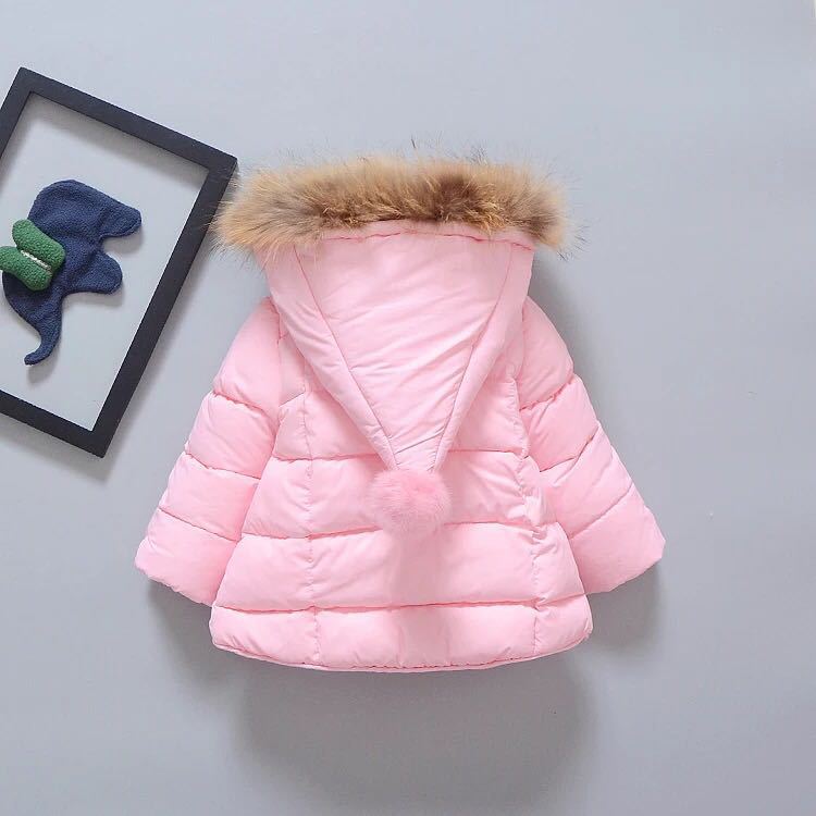 Kids Puffer Winter Jacket with Fur Trim Hood