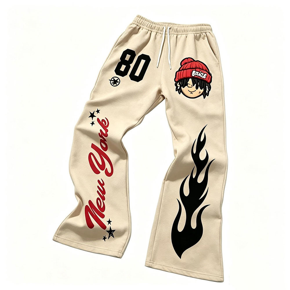 Streetwear Wide-Leg Draped Trousers