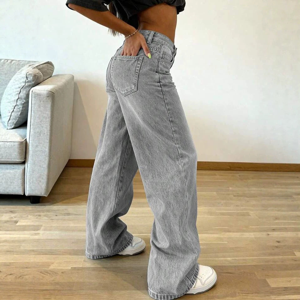 2026 Summer New Drapey Casual Straight Loose High-waisted Wide-leg Women's Jeans