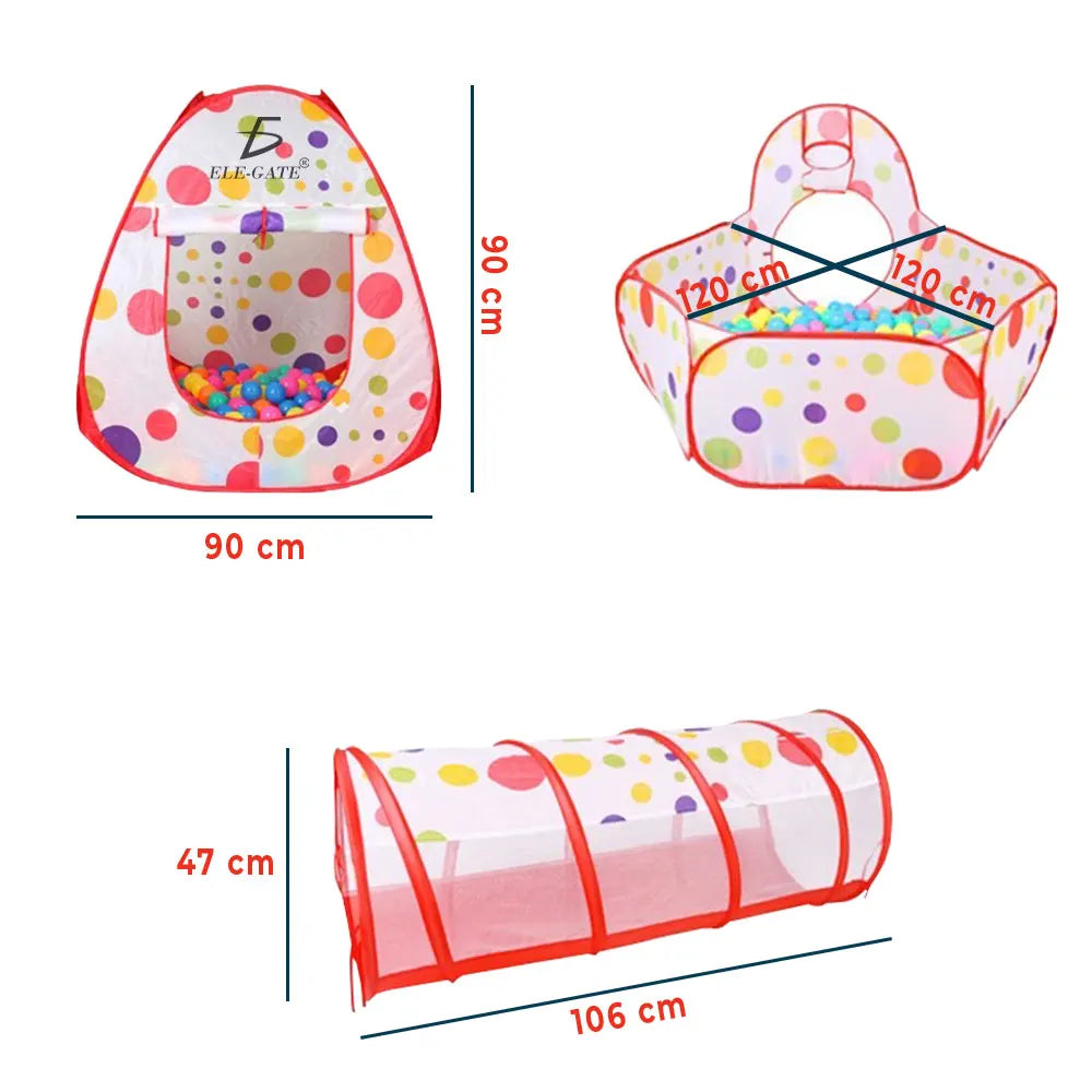 3-in-1 Kinder-Spielzelt-Set – Pop-up-Spielhaus, Bällebad & Tunnel