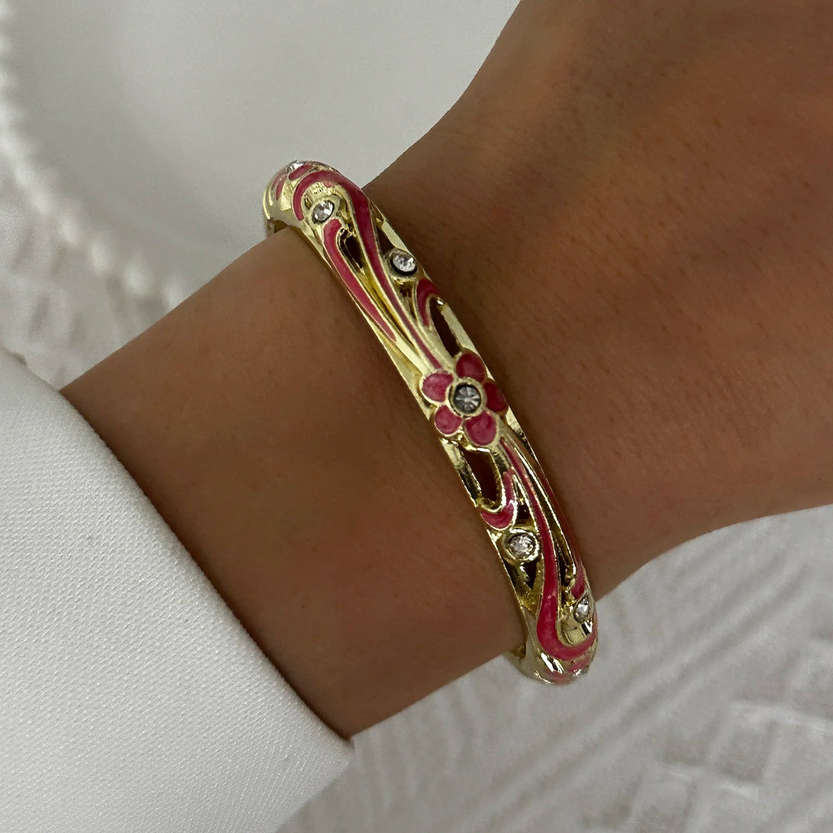 Enamel Flower Gold Bracelet