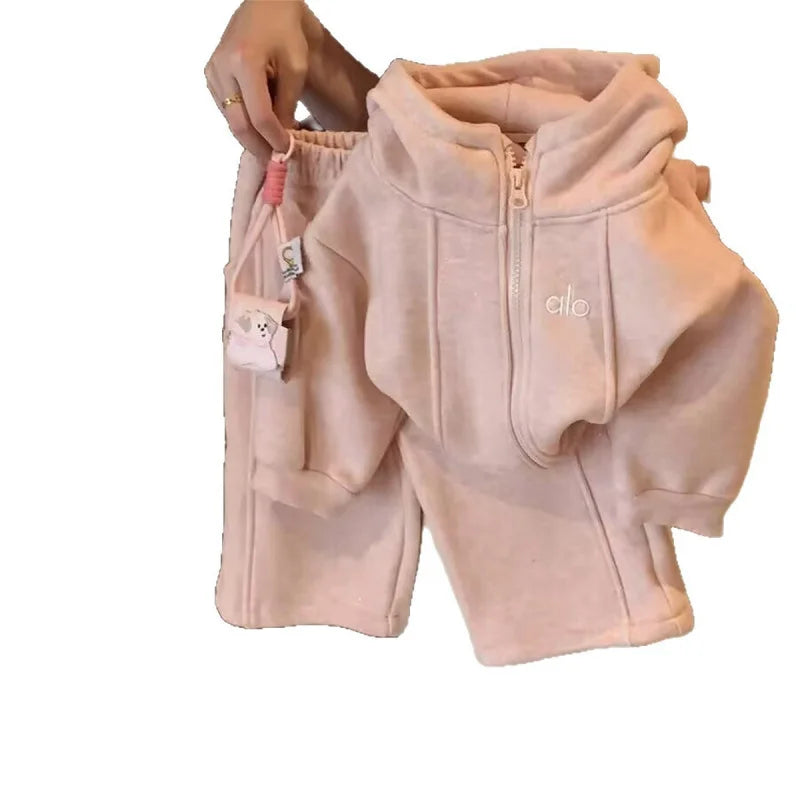 Winter-Set für Mädchen, 2-teilig, mit Fleece-Futter – Jacke & Hose mit weitem Bein