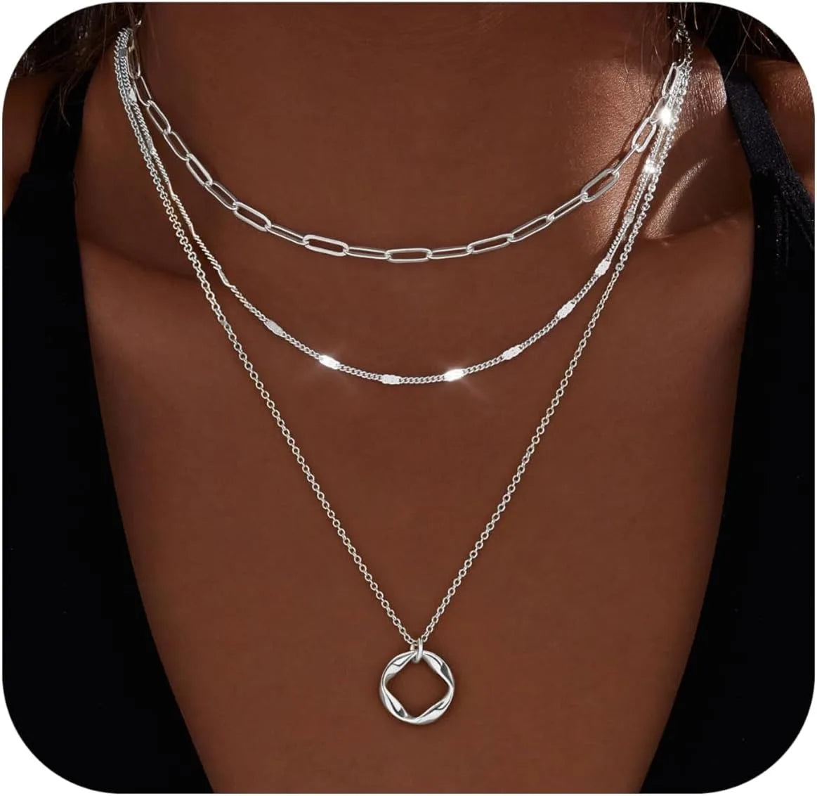 Layered Gold Plated Pendant Necklace