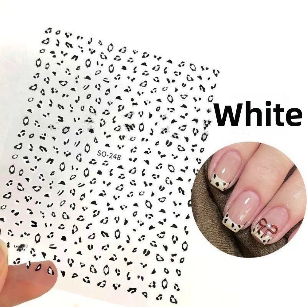 Autocollants pour ongles à motif léopard marron, noir et rose, faciles à appliquer, auto-adhésifs, coloris caramel