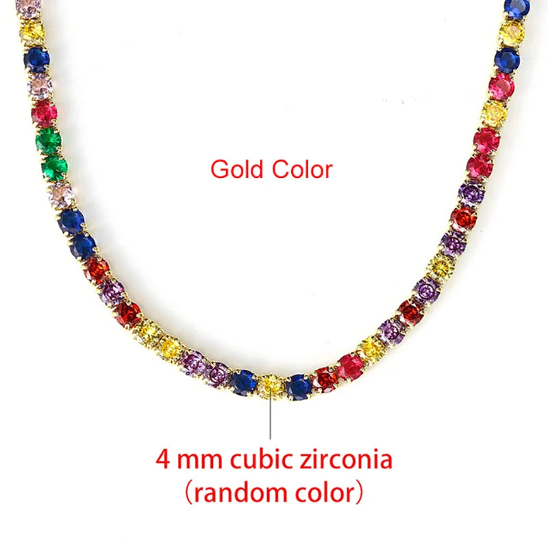 Collier chaîne tennis Hip Hop glacé pour hommes et femmes, luxe avec cristaux de zircon cubique, accessoire de cou court style rock, bijoux OHN016