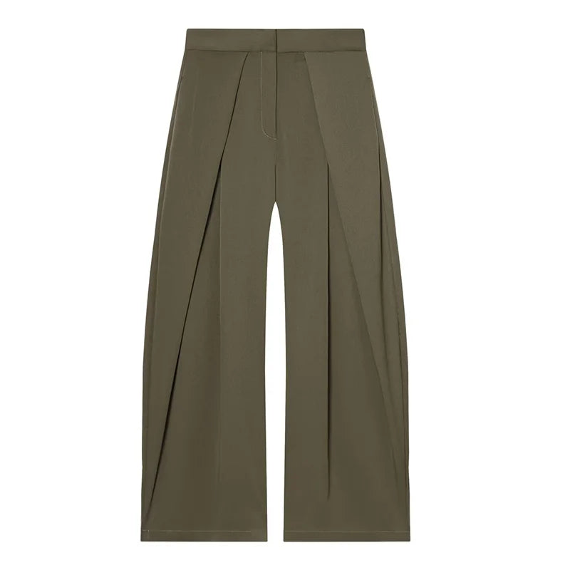 Women's High-Waist Pleated Wide-Leg Pants