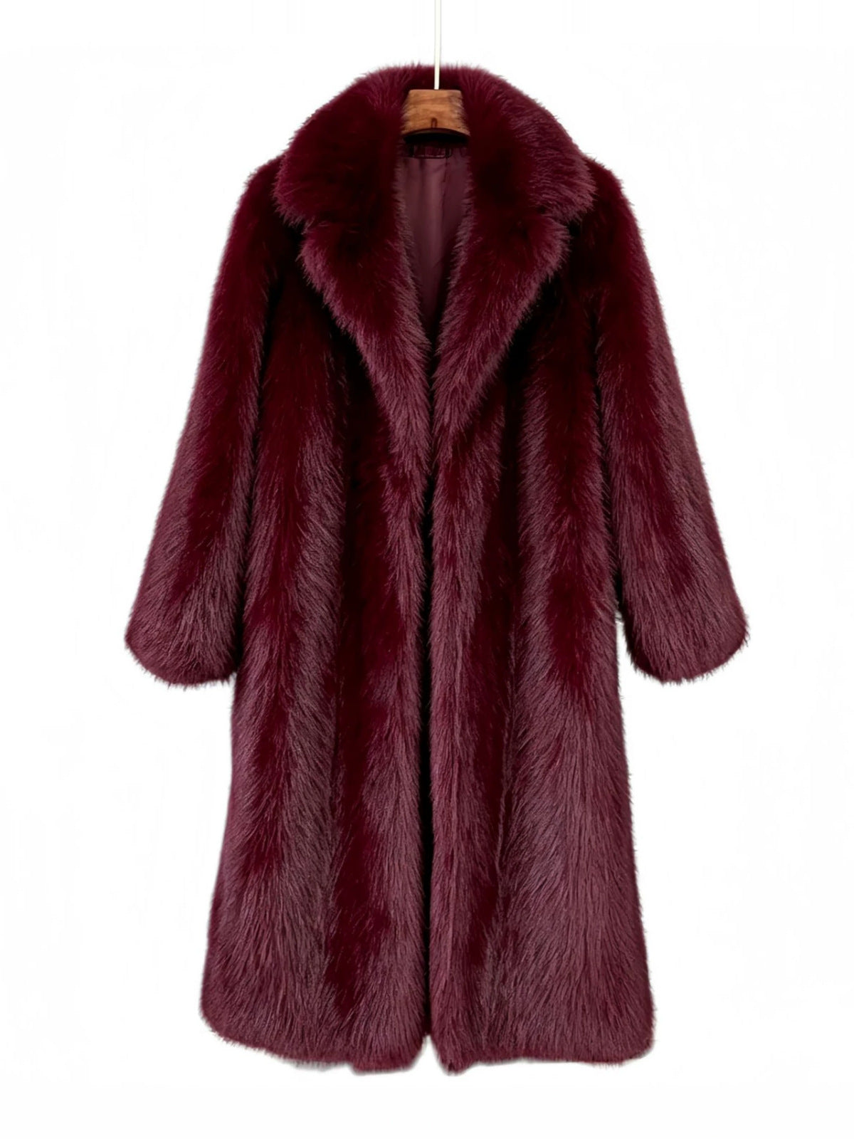 Women's Long Winter Coat with Notch Lapel