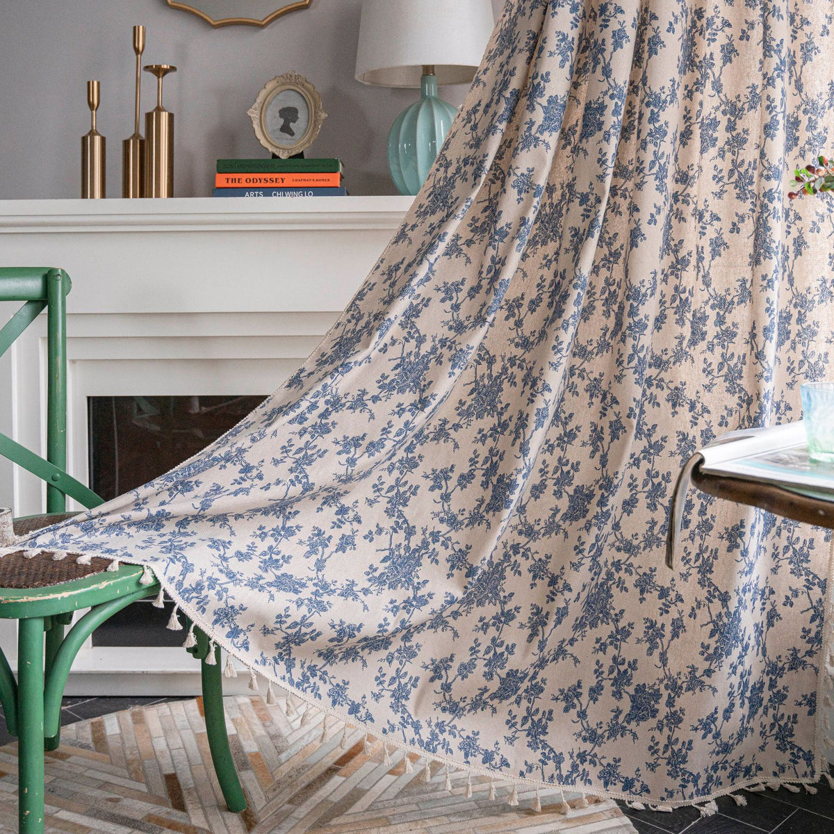 Cotton Linen Cafe Curtain with Tassels
