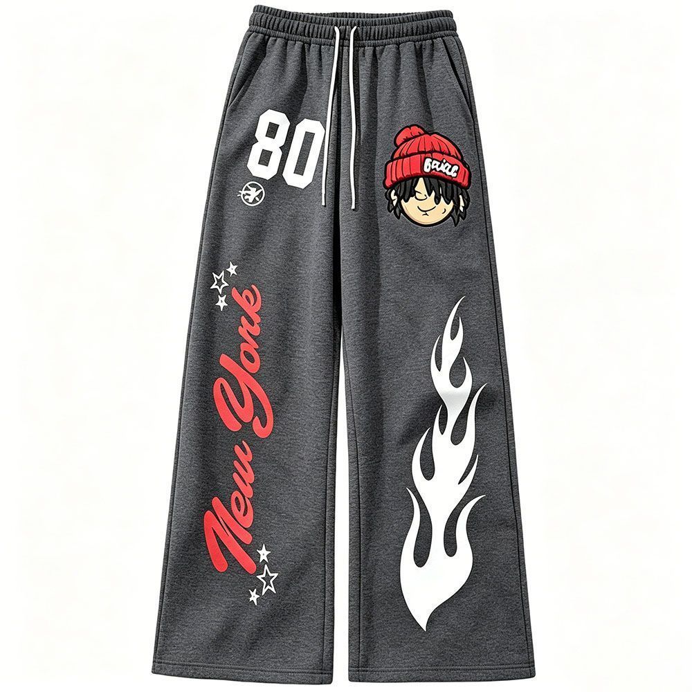 Streetwear Wide-Leg Draped Trousers