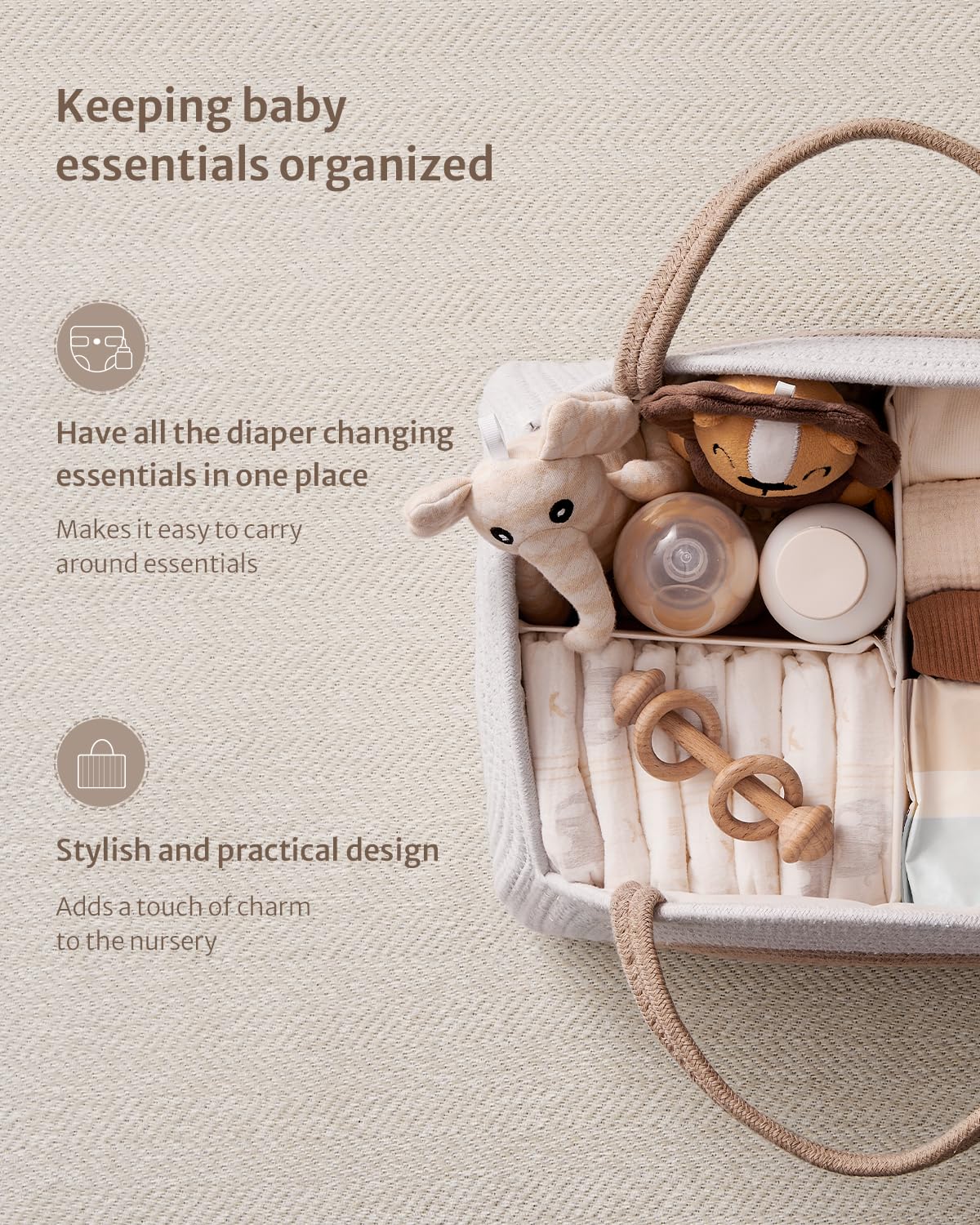 Cotton Rope Diaper Caddy Basket
