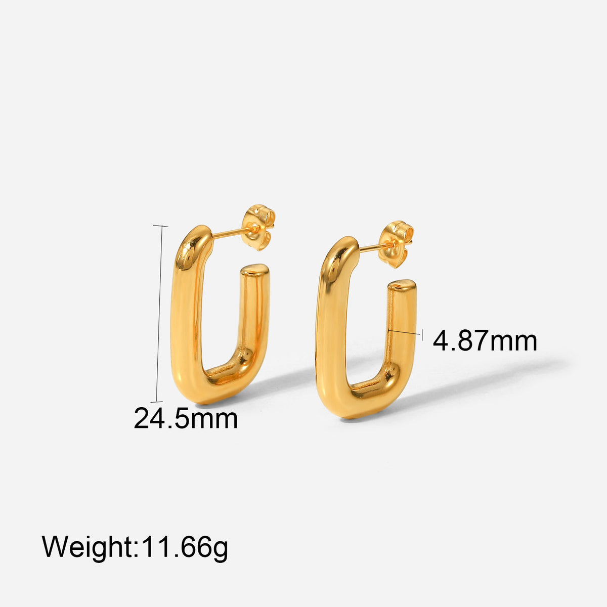 Boucles d'oreilles puces Double-C avec zirconium, acier inoxydable