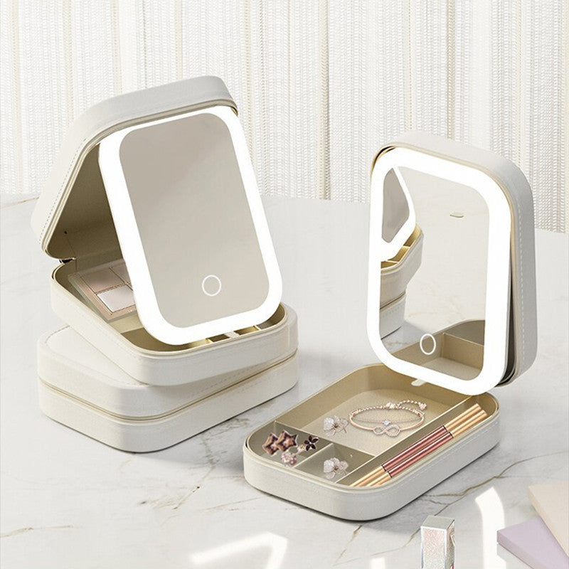 LED Lighted Makeup Mirror with Storage Box