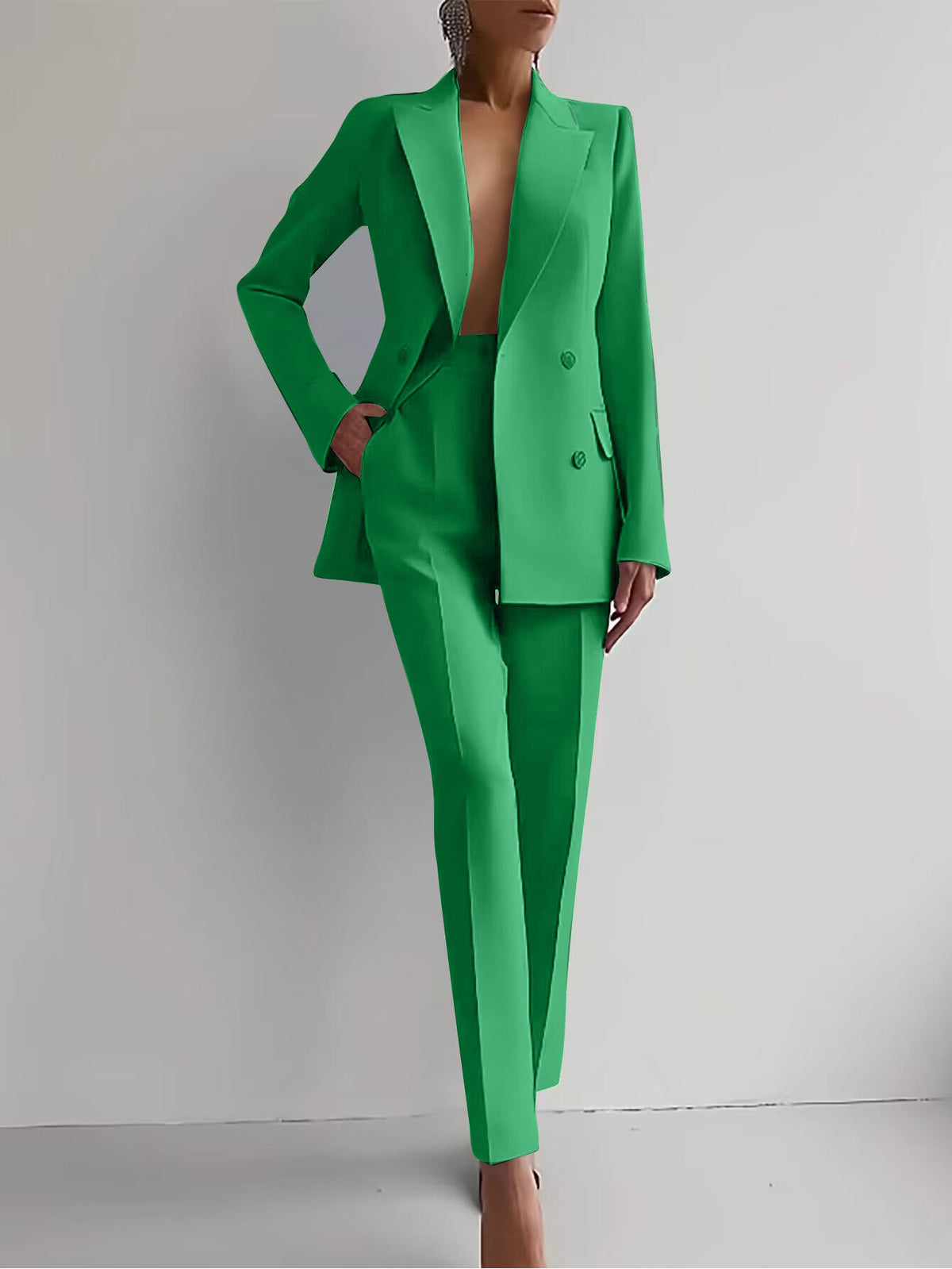 Women's Double-Breasted Blazer and Pants Suit