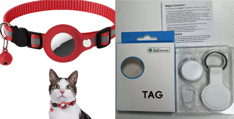 Coleira Refletora para Animal de Estimação com Suporte para AirTag