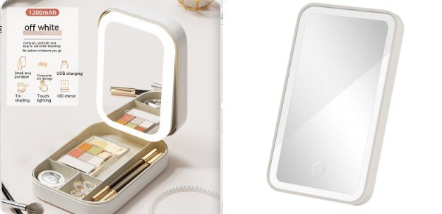 LED Lighted Makeup Mirror with Storage Box