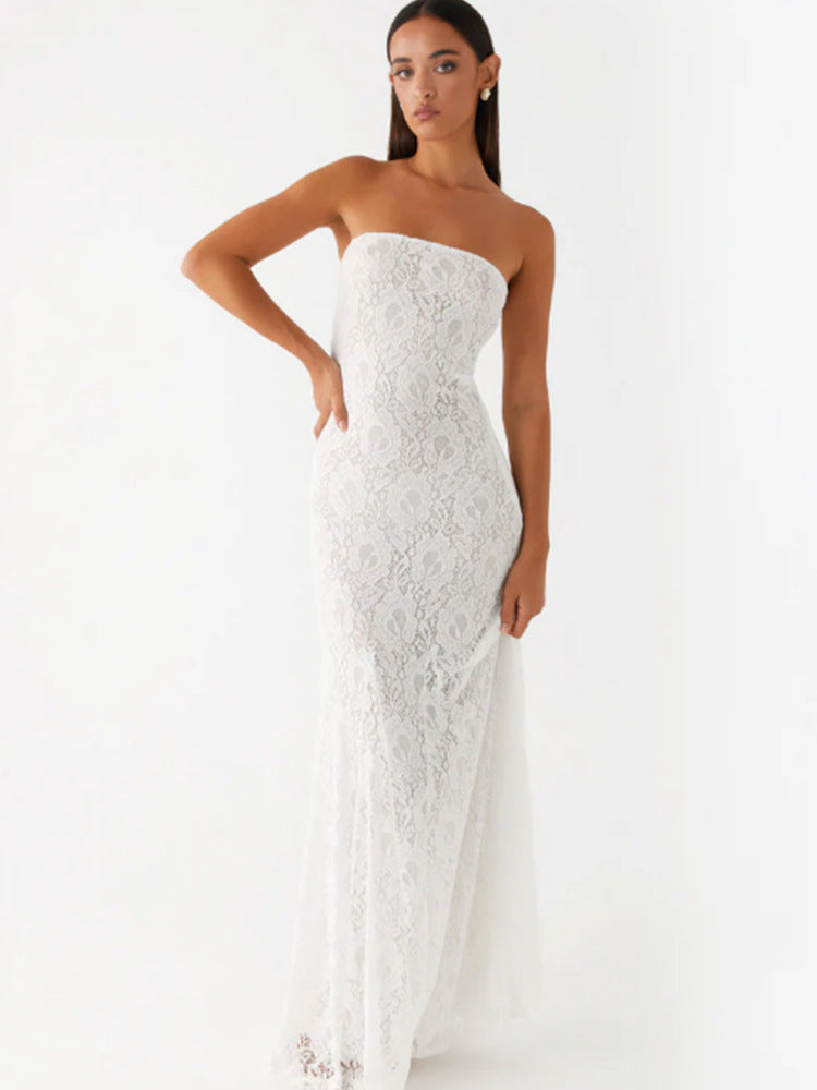 Women's Strapless Lace Dress