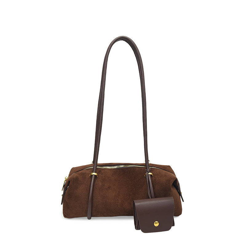 Bolso de hombro tipo pillow de gamuza para mujer
