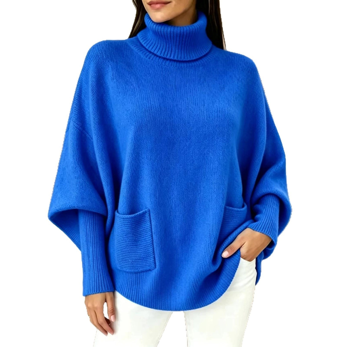 Damen-Rollkragenpullover, einfarbig