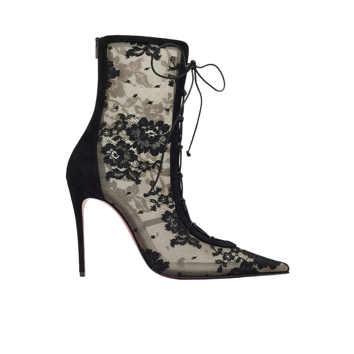 Damen-Stiefeletten mit Schnürung und Netz-Optik sowie Stiletto-Absatz