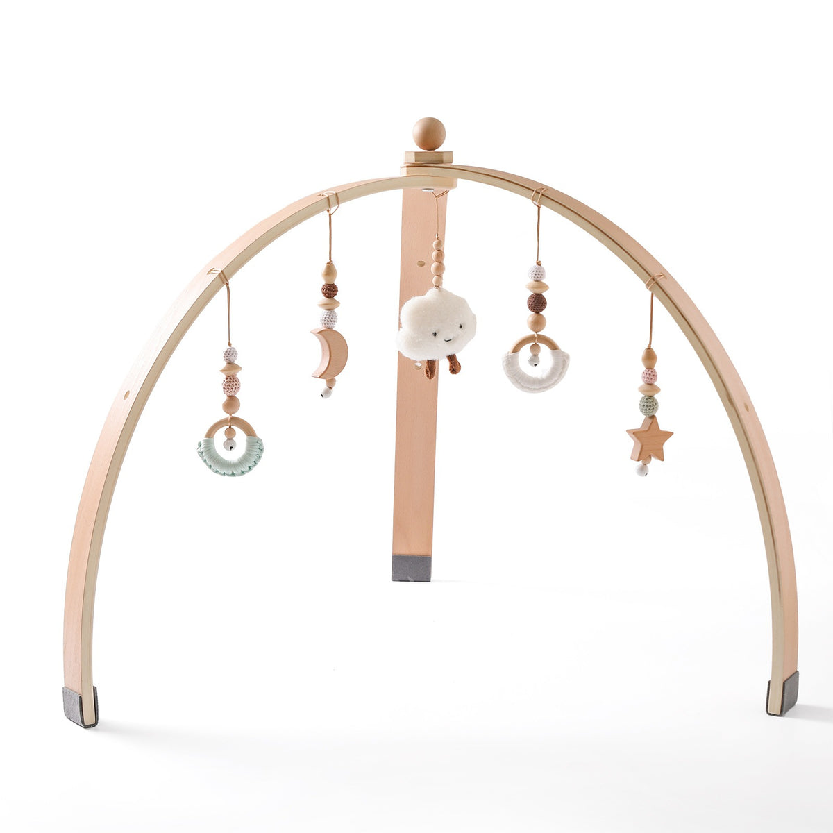 Portique d'éveil en bois pour bébé avec jouets suspendus