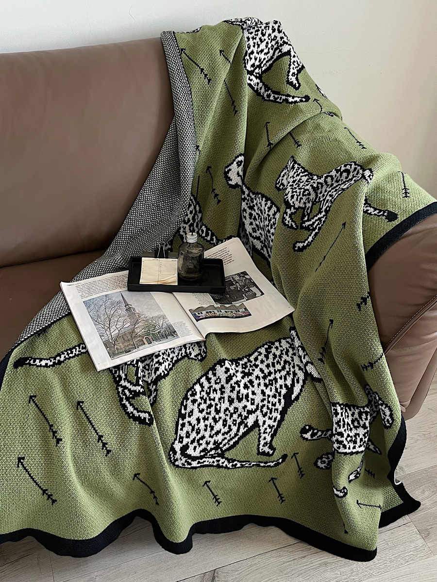 Green Knitted Throw Blanket