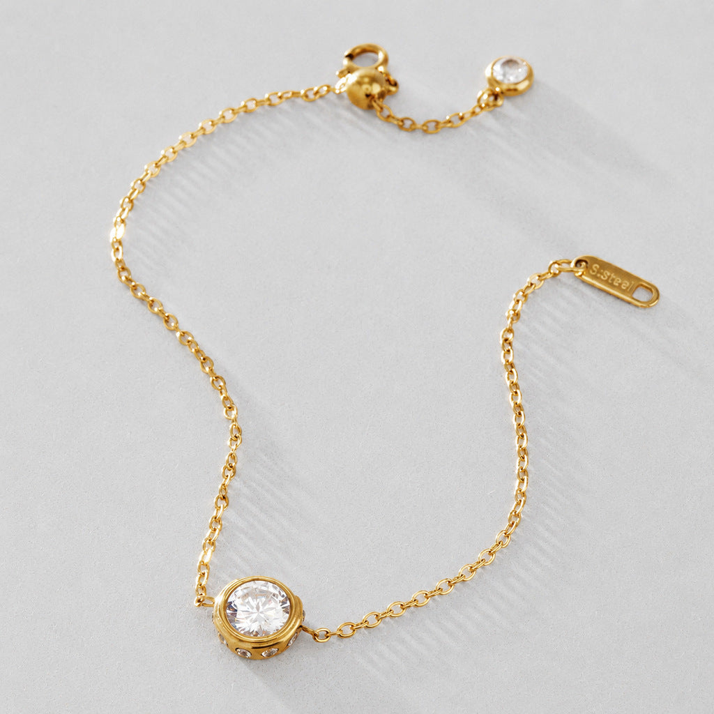 Bracelet réglable en zircon, acier inoxydable