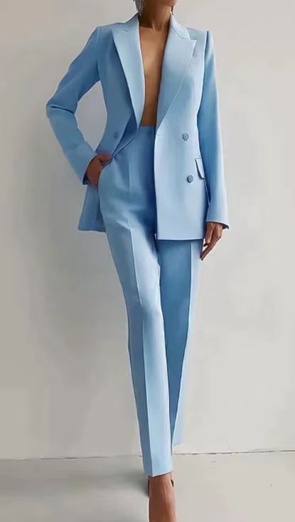 Women's Double-Breasted Blazer and Pants Suit