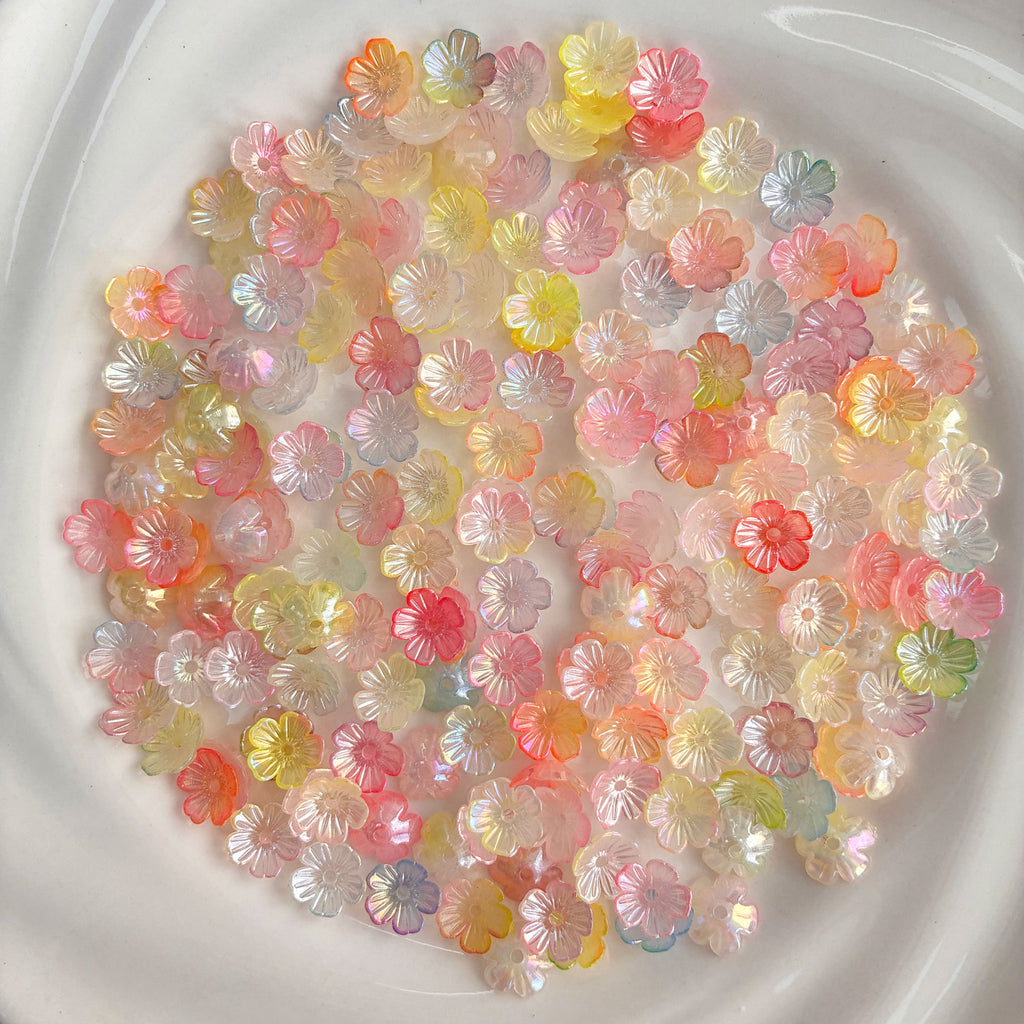 Irisierende Acryl-Blumenperlen zur Schmuckherstellung