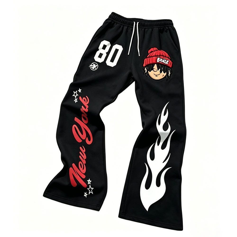 Streetwear Wide-Leg Draped Trousers