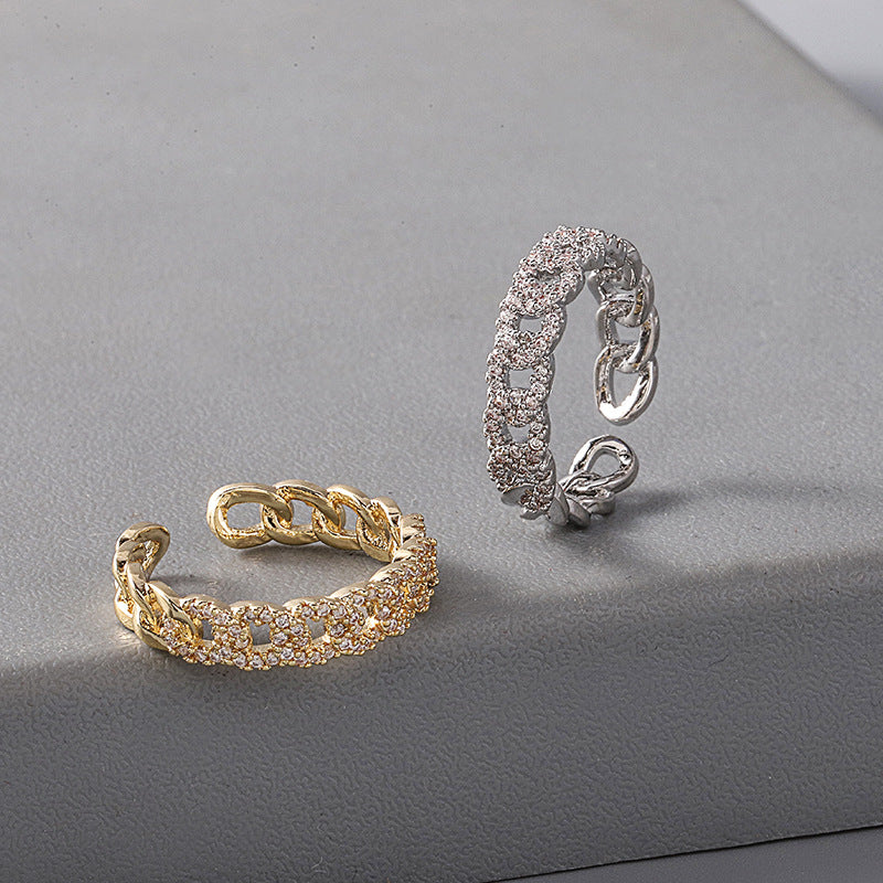 Beliebter, mit Kupfer eingelegter Zirkonia-Ring für Damen, personalisierter, modischer Ins-Handschmuck