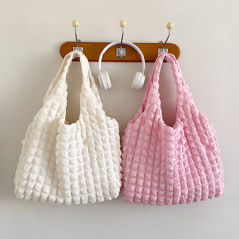 Cute Pleated Puff Shouder Bag Women Large-capacity Cloud Armpit Bag Winter Fashion Handbag