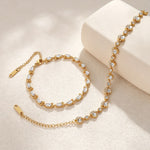 Paw Print Zircon Bracelet, Stainless Steel