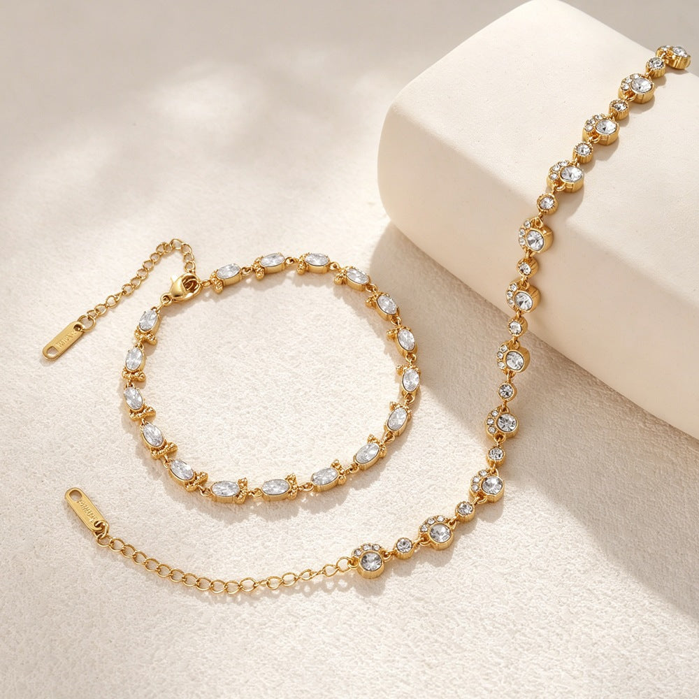 Paw Print Zircon Bracelet, Stainless Steel