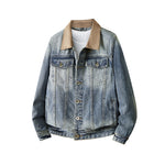 Herren-Retro-Jeansjacke mit Wildleder-Kragen