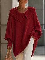 Pull en maille à col en V coupe ample pour femme
