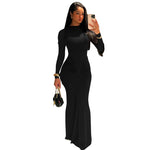 Long-Sleeve Pleated High-Waist Dress