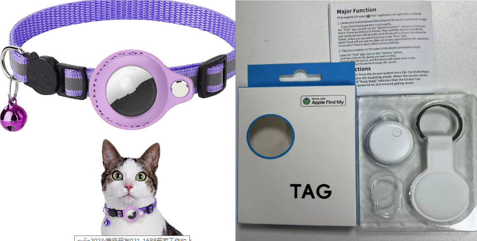 Coleira Refletora para Animal de Estimação com Suporte para AirTag