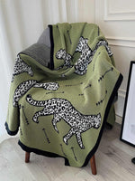 Green Knitted Throw Blanket