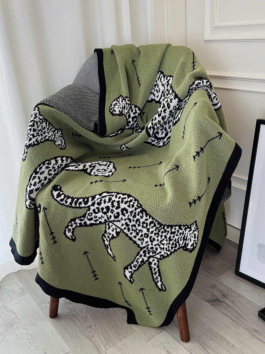 Green Knitted Throw Blanket