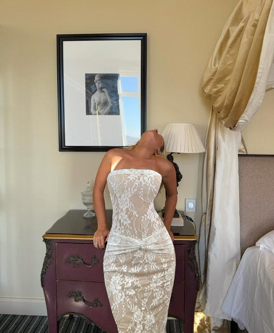 White Strapless Mini Dress