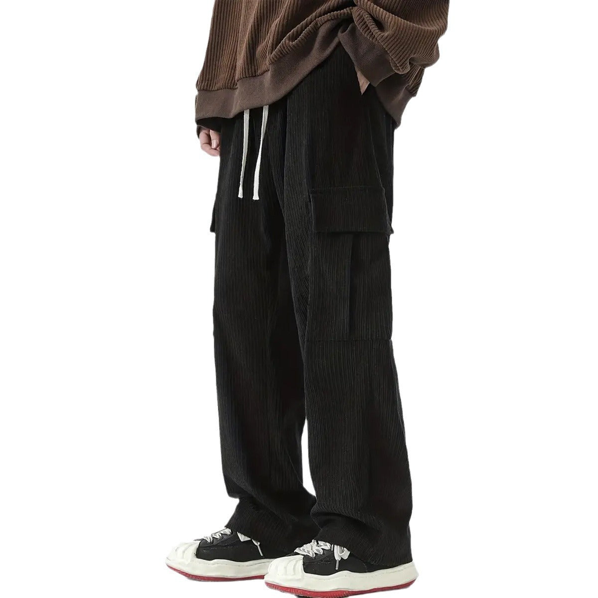 Pantaloni da uomo in velluto a coste, taglio dritto e vestibilità ampia