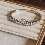 Zircon Open Bangle Bracelet, Gold Tone