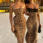 Zweiteiliges Pailletten-Set mit Leopardenmuster