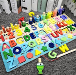 Rompecabezas 3D de números y letras para niños, juguete educativo geométrico digital de colores para bebés