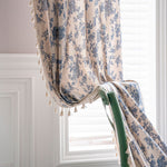 Cotton Linen Cafe Curtain with Tassels
