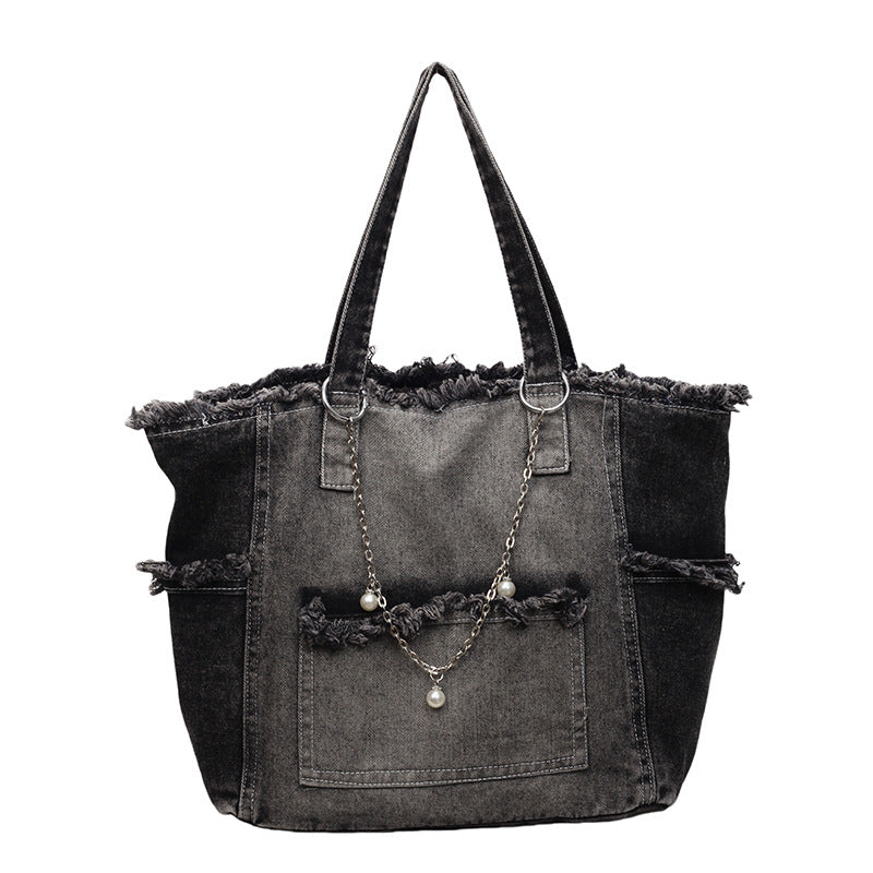 Versatile High-capacity Minimalist Ombre Denim Shoulder Bag