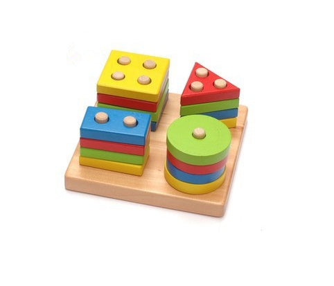Wooden Geometric Shape Stacking Puzzle
