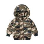 Kinder camouflage winterjas, gewatteerde jas met capuchon
